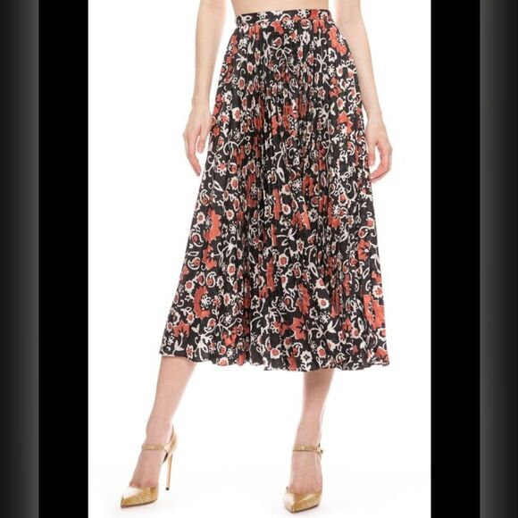 SALONI Black and Red Floral Midi Skirt - Picture 1 of 11